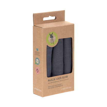 Waschhandschuh 3er Set || Muslin Wash Glove Navy