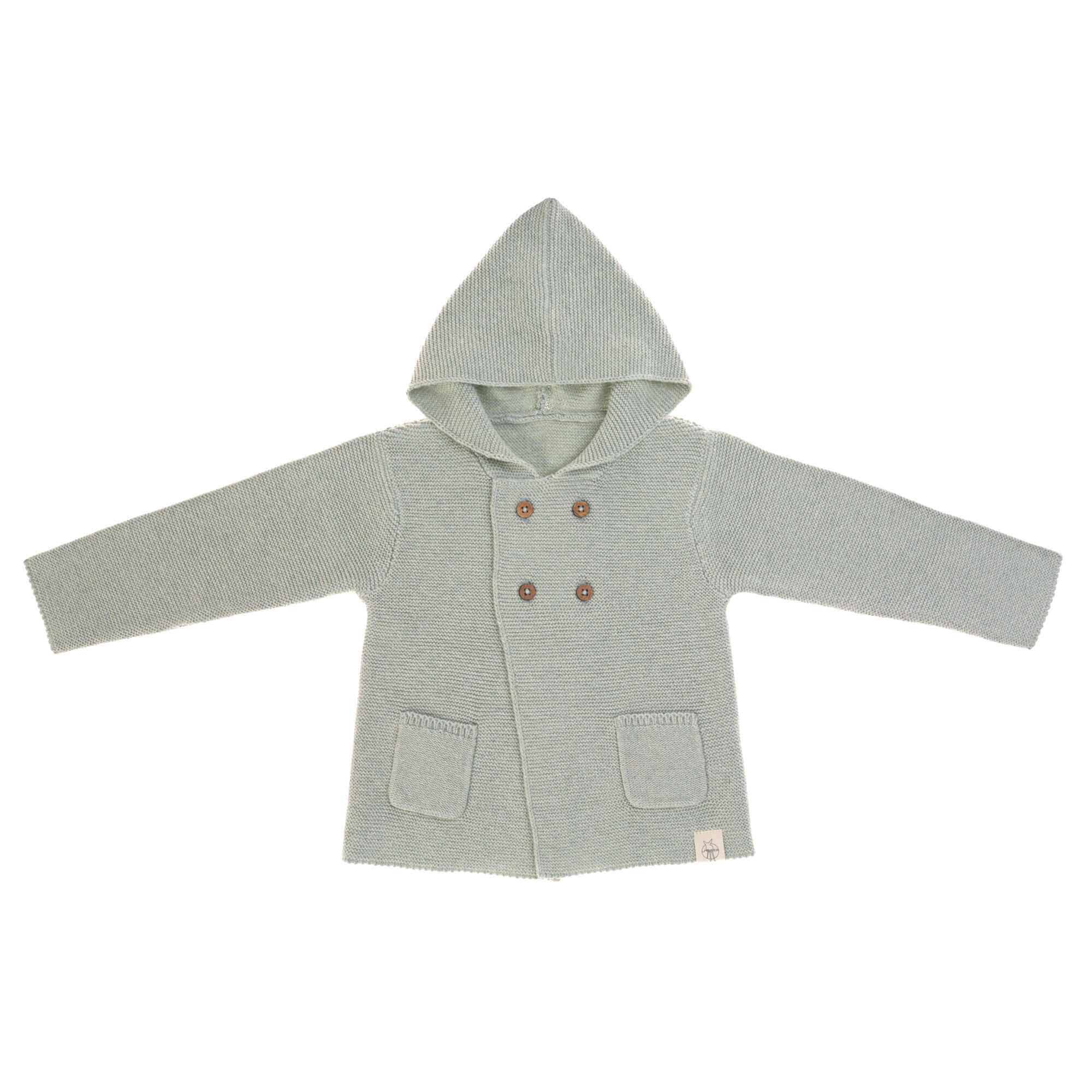 Knitted Hoodie GOTS Strickjacke - Garden Explorer Aqua Grey