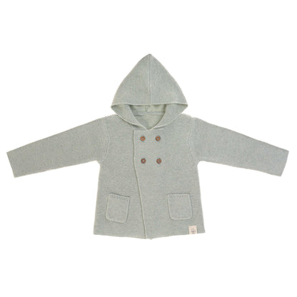 Knitted Hoodie GOTS Strickjacke - Garden Explorer Aqua Grey