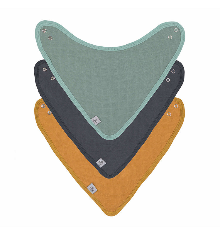 Halstuch 3er Set - Muslin Bandana Mint Navy Mustard