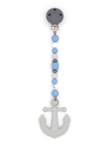 Teething chain Fogblue || anchor light gray