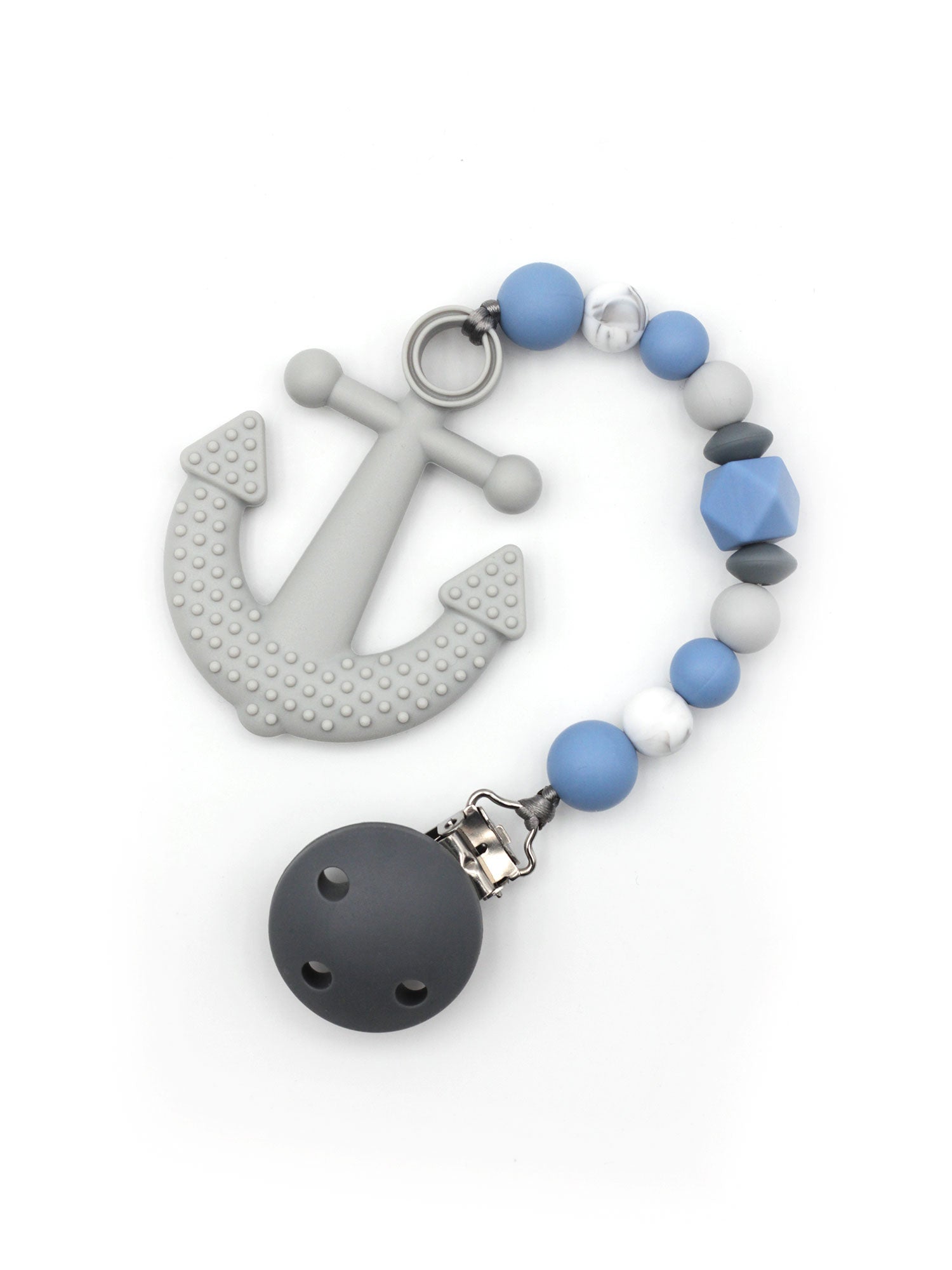 Teething chain Fogblue || anchor light gray