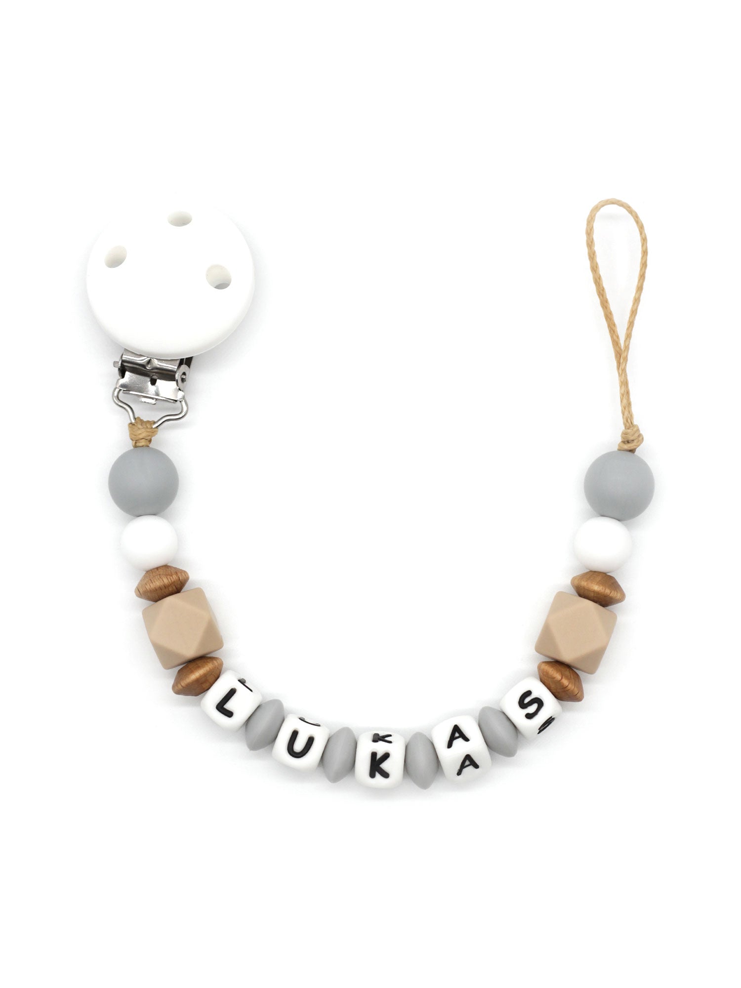 Pacifier chain Chuck - cappucino grey