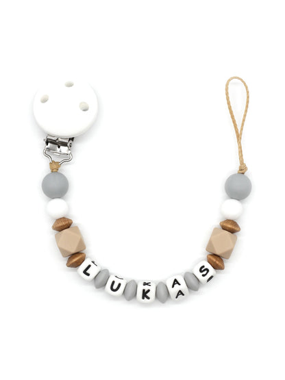 Pacifier chain Chuck - cappucino grey