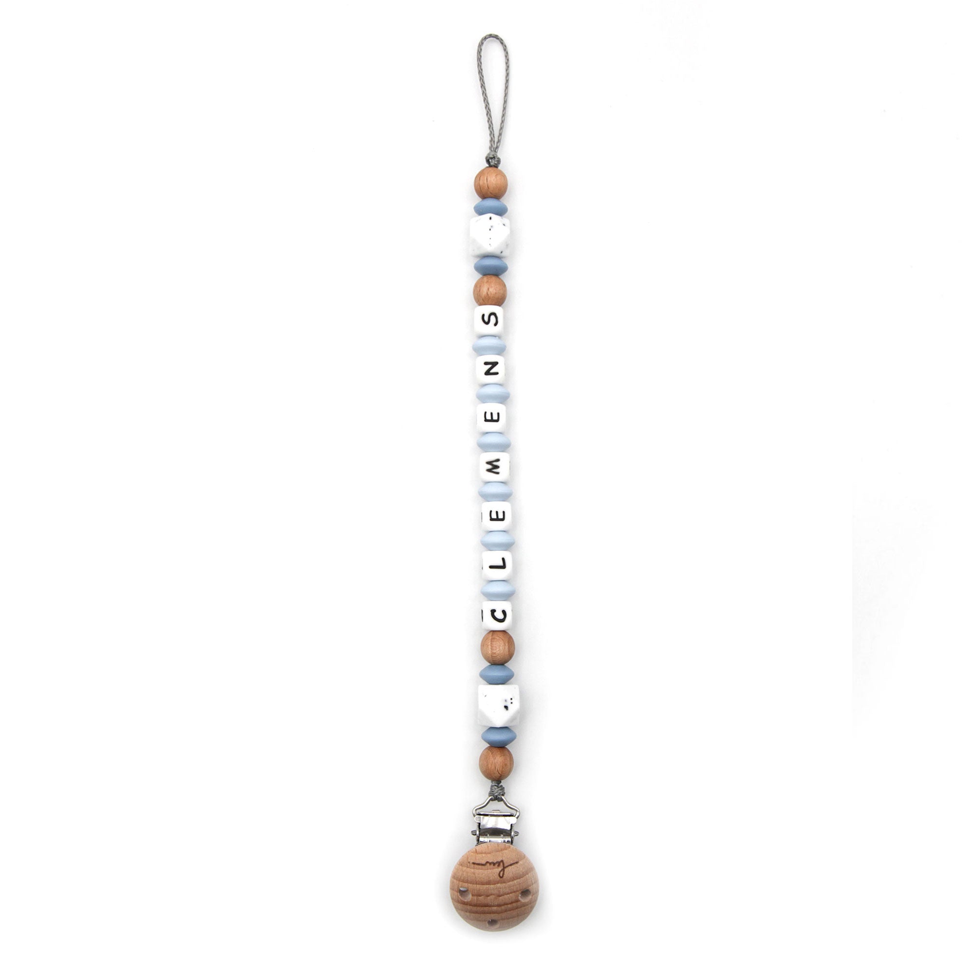 Schnullerkette mit Name - Magic Sparkle Blue