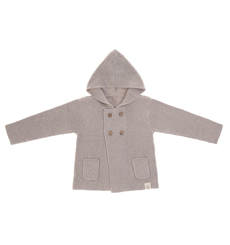 Knitted Hoodie GOTS Strickjacke - Garden Explorer Grey