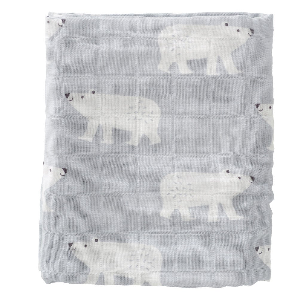 Swaddle Mulltuch XL 2er Set - Eisbären hellgrau