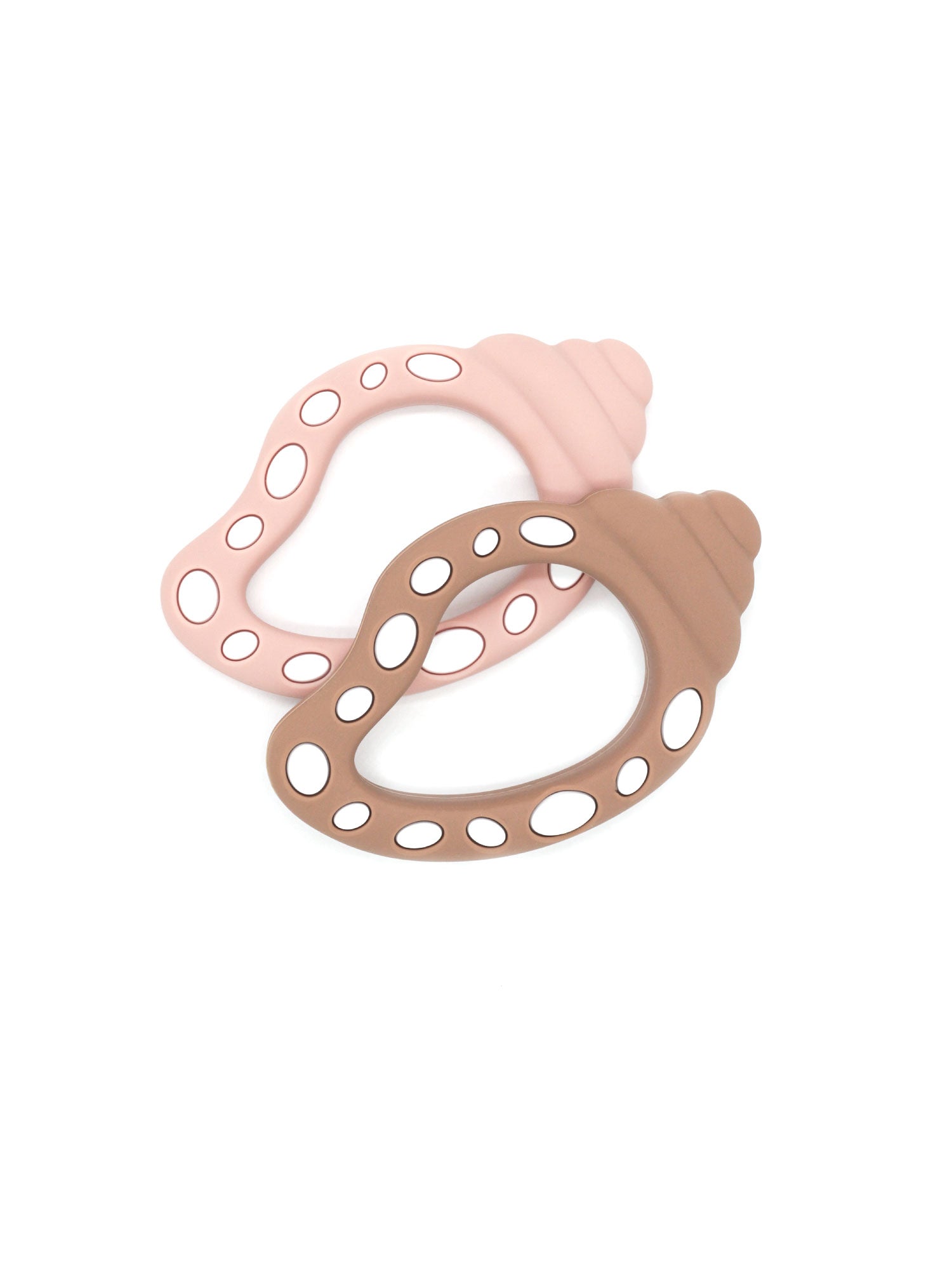 FreezerTeether || Anneau de dentition coquillage set de 2 roses marron