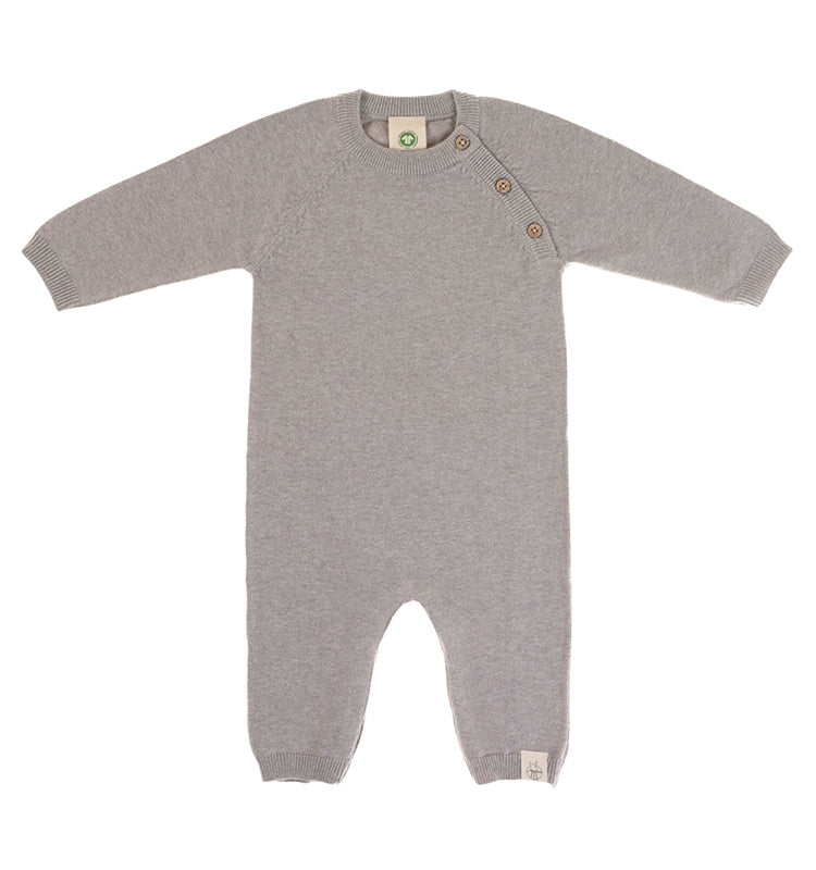 Knitted Overall GOTS Strampler - Garden Explorer Grey