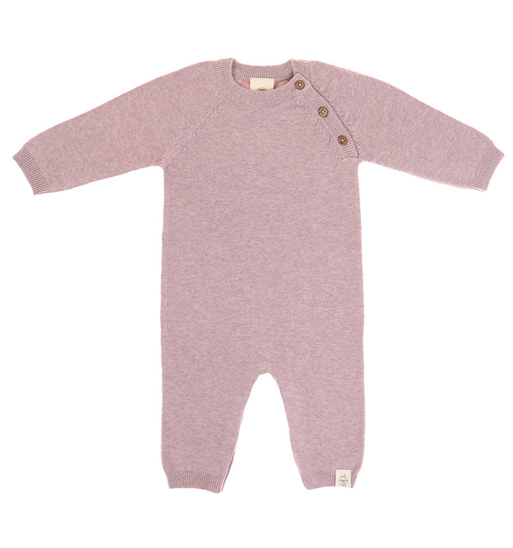 Knitted Overall GOTS Strampler - Garden Explorer Light Pink