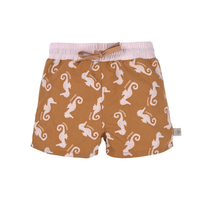 Kinder Windelbadehose || Boardie Shorts Seahorse Caramel UV-Schutz