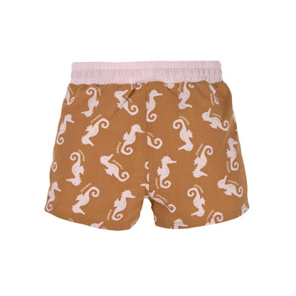 Kinder Windelbadehose || Boardie Shorts Seahorse Caramel UV-Schutz